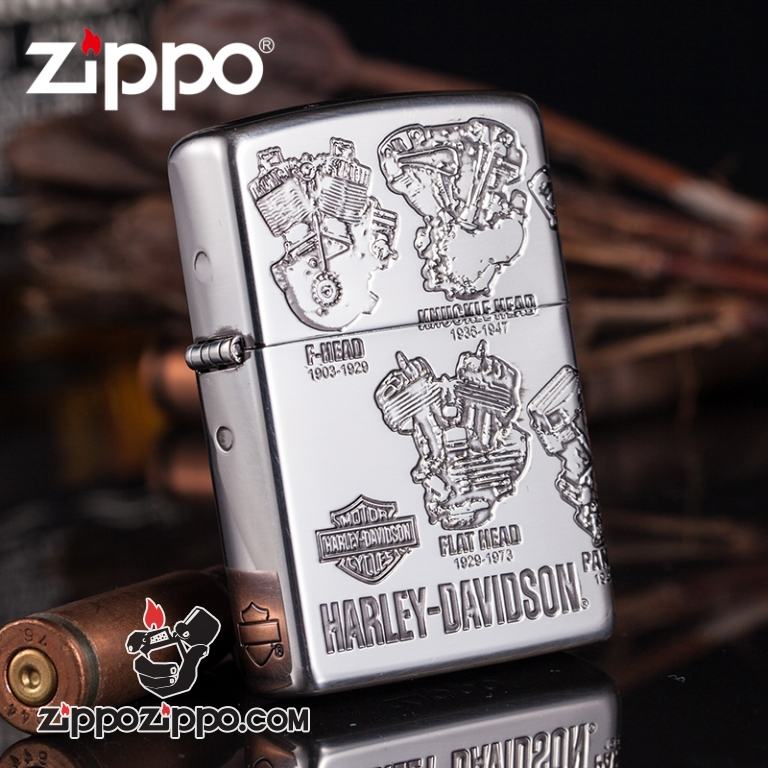 Bật lửa Zippo phiên bản bạc cổ điển động cơ Harley