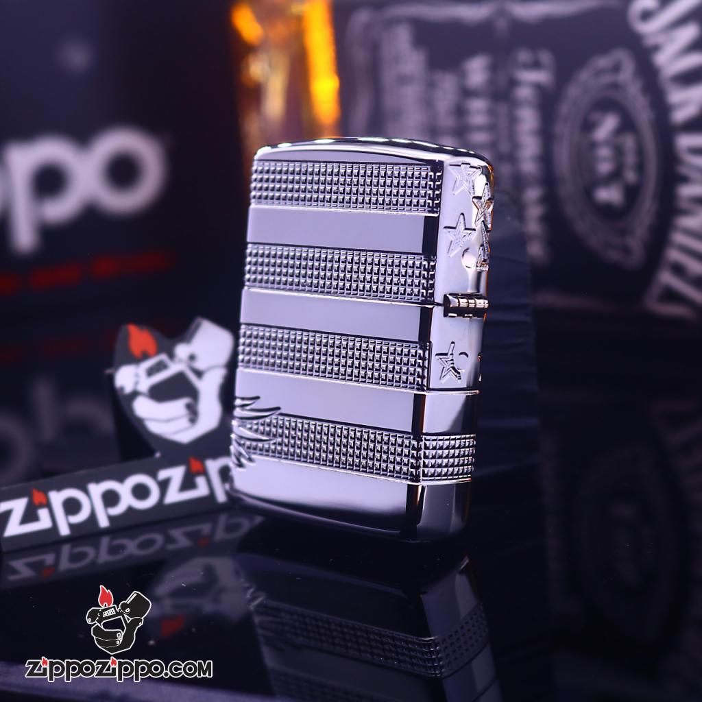 Zippo Armor khắc cao cấp 360 độ hình ảnh lá cờ Mỹ và đại bàng
