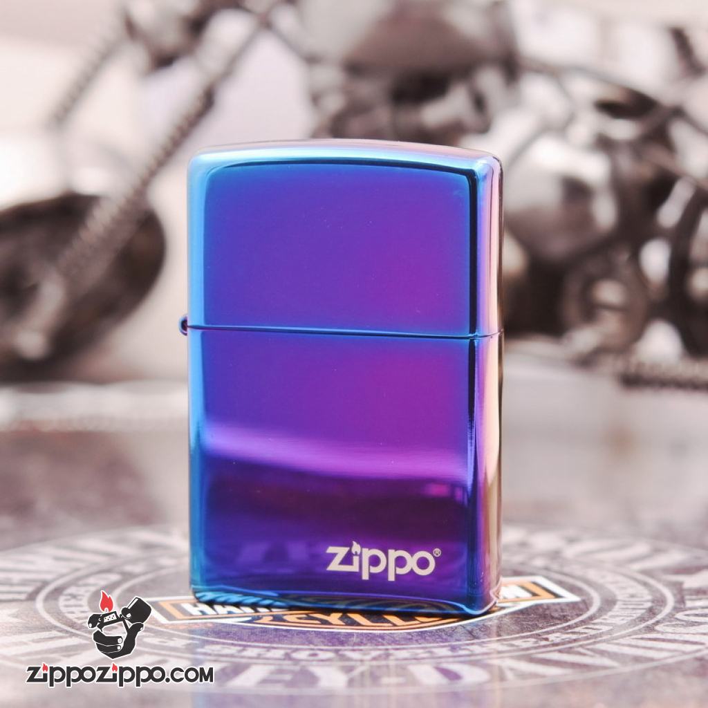 Bật Lửa Zippo Sơn Màu Xanh Ánh Tím - Logo Zippo SKU 29899ZL – Zippo High Polish Indigo Zippo Logo