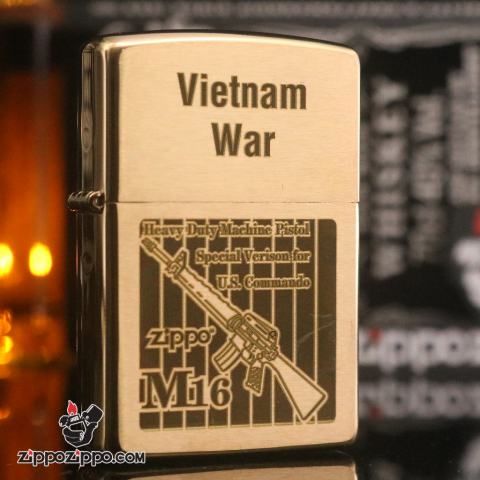 Bật Lửa Zippo 204 Đồng Khắc Súng M16