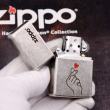 Bật Lửa Zippo Bạc Giả Cổ Khắc Biểu Tương Drop Heart