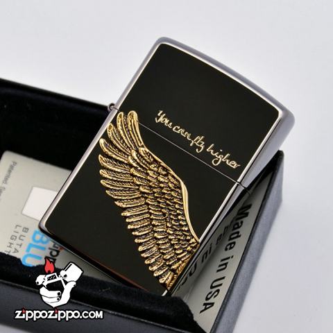 Bật lửa Zippo chính hãng Angel Wings màu đen