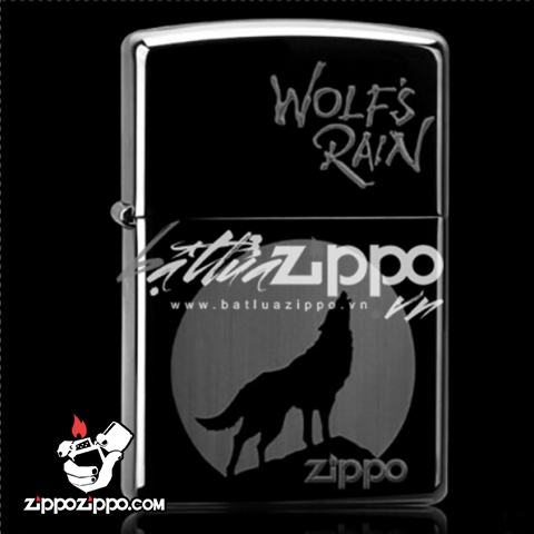 Bật lửa Zippo chính hãng đen Chó sói hú trong đêm