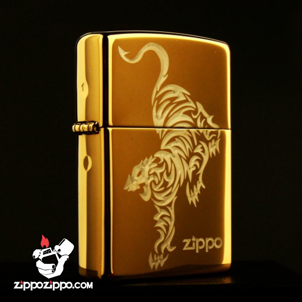 Bật lửa Zippo chính hãng vàng ìn hình hổ
