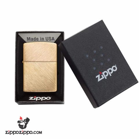 Bật Lửa Zippo Đồng Xước Xương Cá- SKU 29830 – Zippo Regular Herringbone Sweep Brass