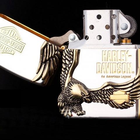 Bật lửa zippo Harley mạ bạc mặt lớn Eagle King  phiên bản sưu tập HDP-17