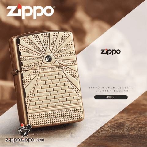 Zippo Armor khắc  biểu tượng của Kim tự tháp Ai Cập gắn Viên pha lê Swarovski
