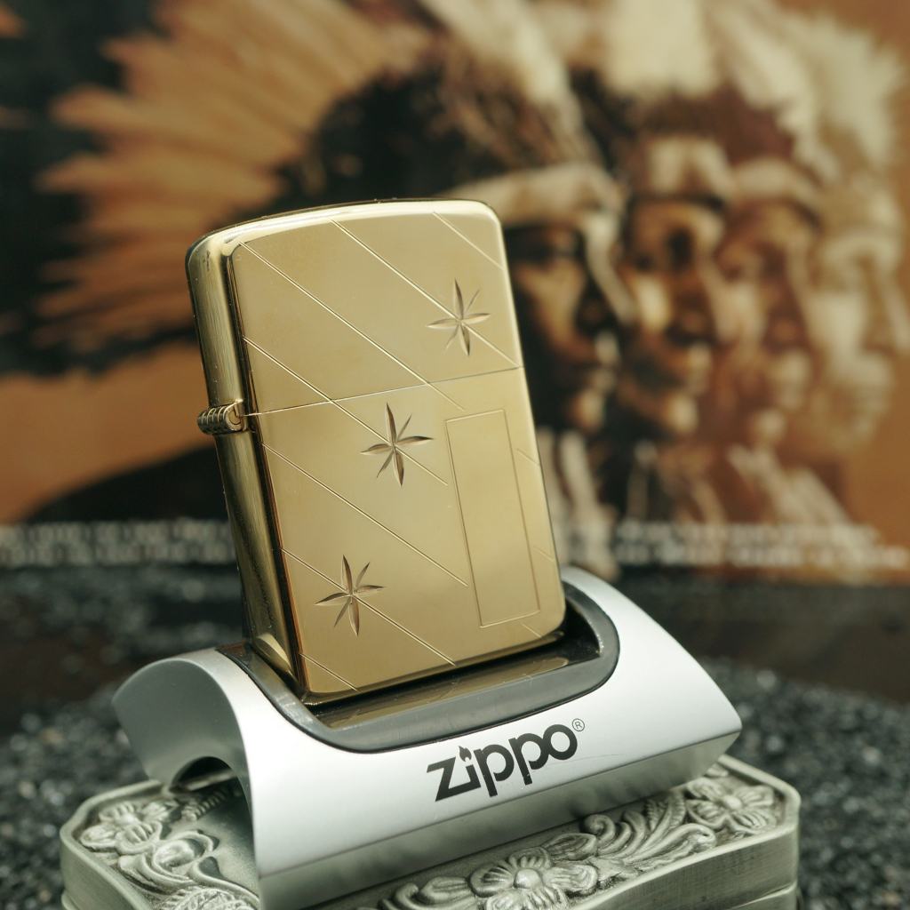 Zippo Bọc Vàng Nguyên Khối 10K Gold-Filled Hình Ngôi Sao Giai Đoạn