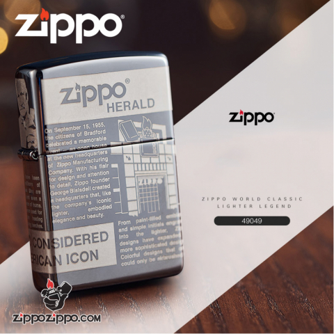Zippo khắc Laser hình ảnh hình những bài báo nổi tiếng viết về lịch sử Zippo